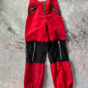 Red rave cargo jogger pants